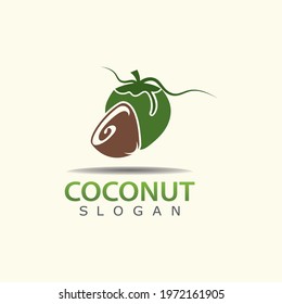 Green Coconut Logo Illustration design, nature template