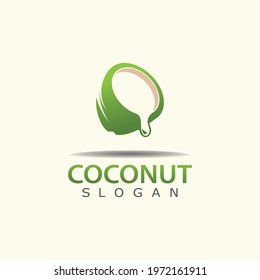 Green Coconut Logo Illustration design, nature template