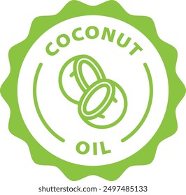green coconut oil outline icon round rounded circle badge stamp label isolated on transparent background