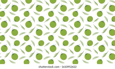 Green coconut. Coconut pattern wallpaper. Coconut vector. Coconut on white background.