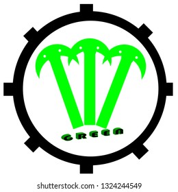 Green coconut tree logo