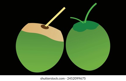 Green Coconut Vector Design And Illustration.