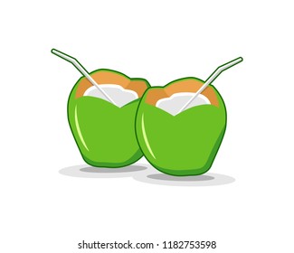 Green coconut water drink template vector illustration
