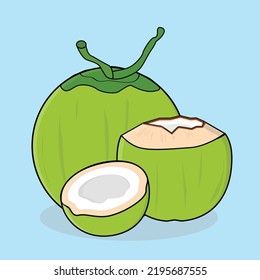 green coconut, coconut water, fresh coconut water, coconut vector logo icon design illustration wallpaper background