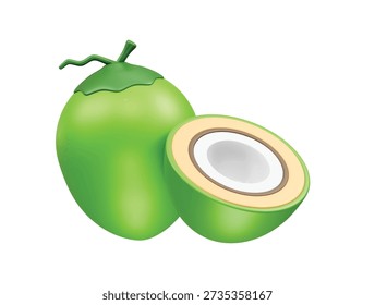 Green Coconuts icon 3d rendering illustration