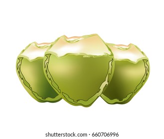 Green Coconuts on white background
