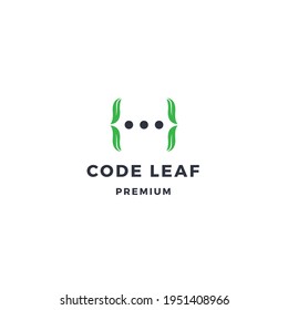 Green code with leaf as parentheses with triple dots