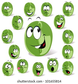 Green Coffee Bean Cartoon