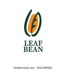 Green coffee bean leaf nature logo concept design illustration