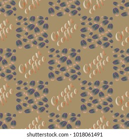 Green coffee bean seamless pattern background. Illustration with text.