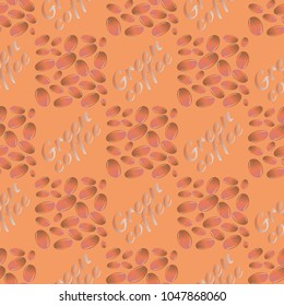 Green coffee bean seamless pattern background. Illustration with text.