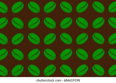 Green coffee beans on a brown background - vector pattern