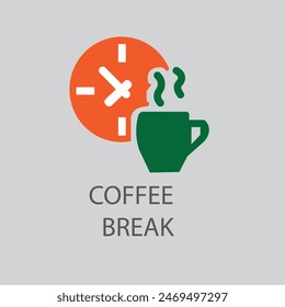 Green Coffee cup icon and coffee break text