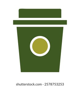 Green Coffee Cup Icon with Circular Design element