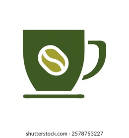 Green Coffee Cup Icon Design Simple Illustration