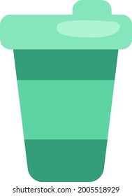 Green coffee cup, illustration, vector on a white background.