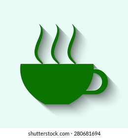 Green Coffee cup and Tea cup icon set.Illustration eps10 