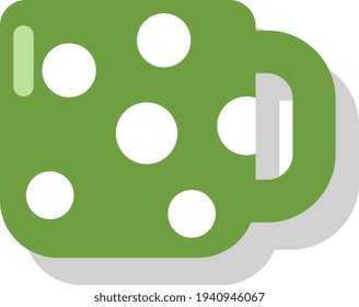 Green coffee cup with white polka dots, illustration, vector on a white background