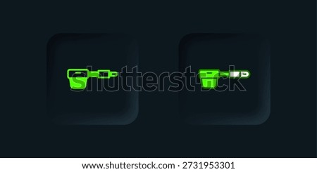 Green Coffee filter holder icon isolated on black background. Black square button. Vector