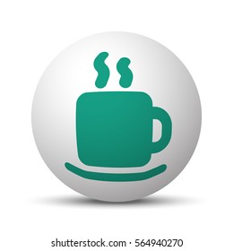 Green Coffee icon on white sphere