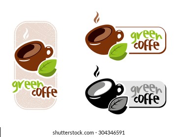 Green coffee illustration vector. Template logo