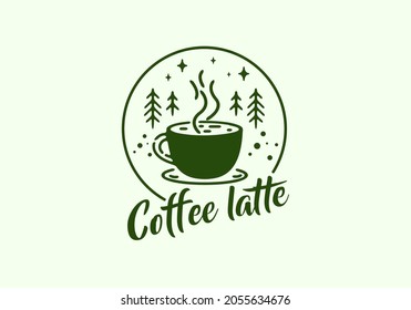 Green coffee latte line art illustration drawing design