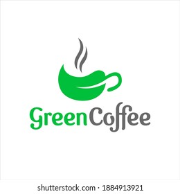 Green Coffee Logo, company logo design idea, vector Illustration