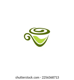 diseño del logotipo del café verde, logotipo de la taza de café