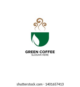Green Coffee Logo Design Vector