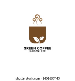 Green Coffee Logo Design Vector