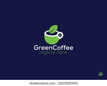 Green Coffee logo design vector