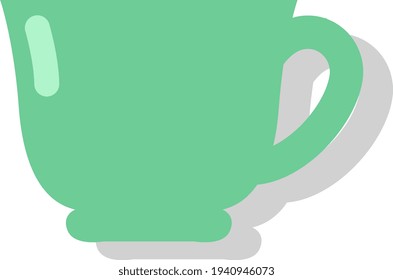 Green coffee mug, illustration, vector on a white background