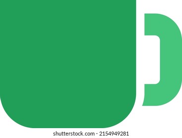 Green coffee mug, illustration, vector on a white background.