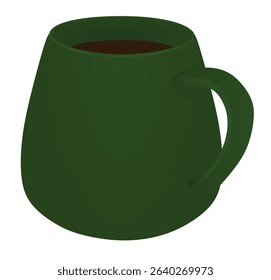 Green  coffee mug on white background, vector	