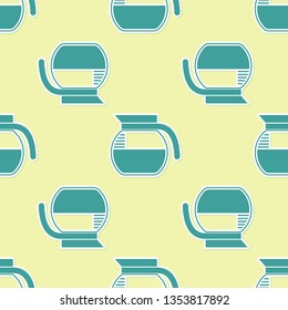 Green Coffee pot icon isolated seamless pattern on yellow background. Flat design. Vector Illustration