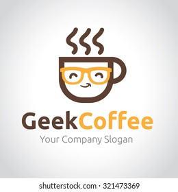 Green Coffee,coffee logo,geek logo,Vector logo template