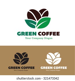 Green Coffee,coffee Logo,Vector Logo Template