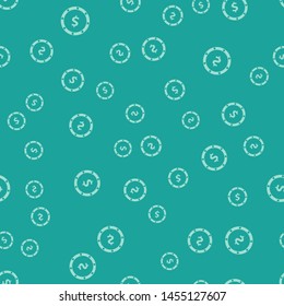 Green Coin money with dollar symbol icon isolated seamless pattern on green background. Banking currency sign. Cash symbol.  Vector Illustration