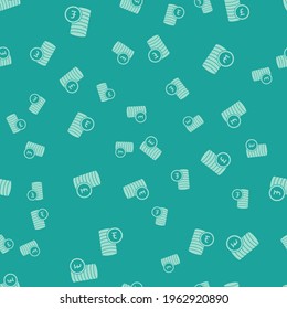 Green Coin money with pound sterling symbol icon isolated seamless pattern on green background. Banking currency sign. Cash symbol.  Vector
