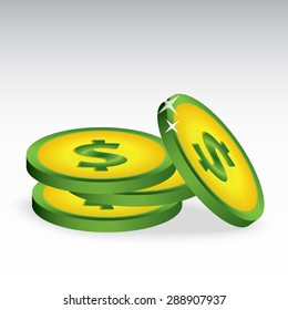 Green coin with yellow gradient