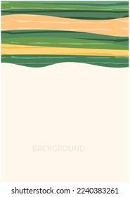 Ilustración vectorial de fondo de campo abstracto de collage verde. Patrón con naturaleza texturada, forma orgánica con garabatos. Diseño A4 de afiche vertical, plantilla de fondo contemporáneo, decoración de portada de libros