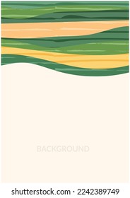 Green collage abstract field background vector illustration. Pattern with textured nature, organic shape with scribble. A4 layout of vertical poster, contemporary backdrop template, book cover decor