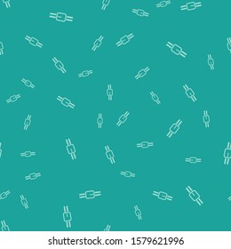 Green Collar with name tag icon isolated seamless pattern on green background. Simple supplies for domestic animal. Cat and dog care. Pet chains.  Vector Illustration