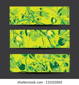 green collection banners floral design, colorful background. vector illustration