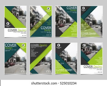 Green collection set cover business brochure vector design, Leaflet advertising abstract background, Modern poster magazine layout template, Annual report for presentation.