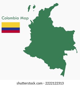 Green Colombia Map Vector With National Flag