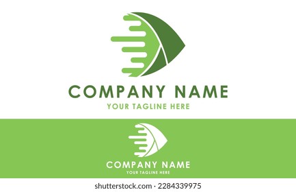 Green Color Abstract Fast Fish Logo Design