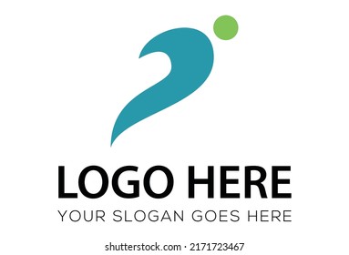 Green Color Abstract Flow Initial Letter P Logo Design
