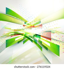 Green color abstract geometric wave for eco technology presentation and season business offer. Place headline and print text message. 