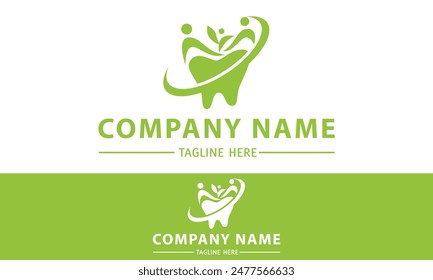 Diseño Abstractas del concepto del logotipo dental del diente del trabajo en equipo del color verde